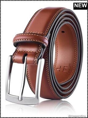 Genuine Leather Men's Dress Belt 1.25 Inch Single Prong Buckle Work Business